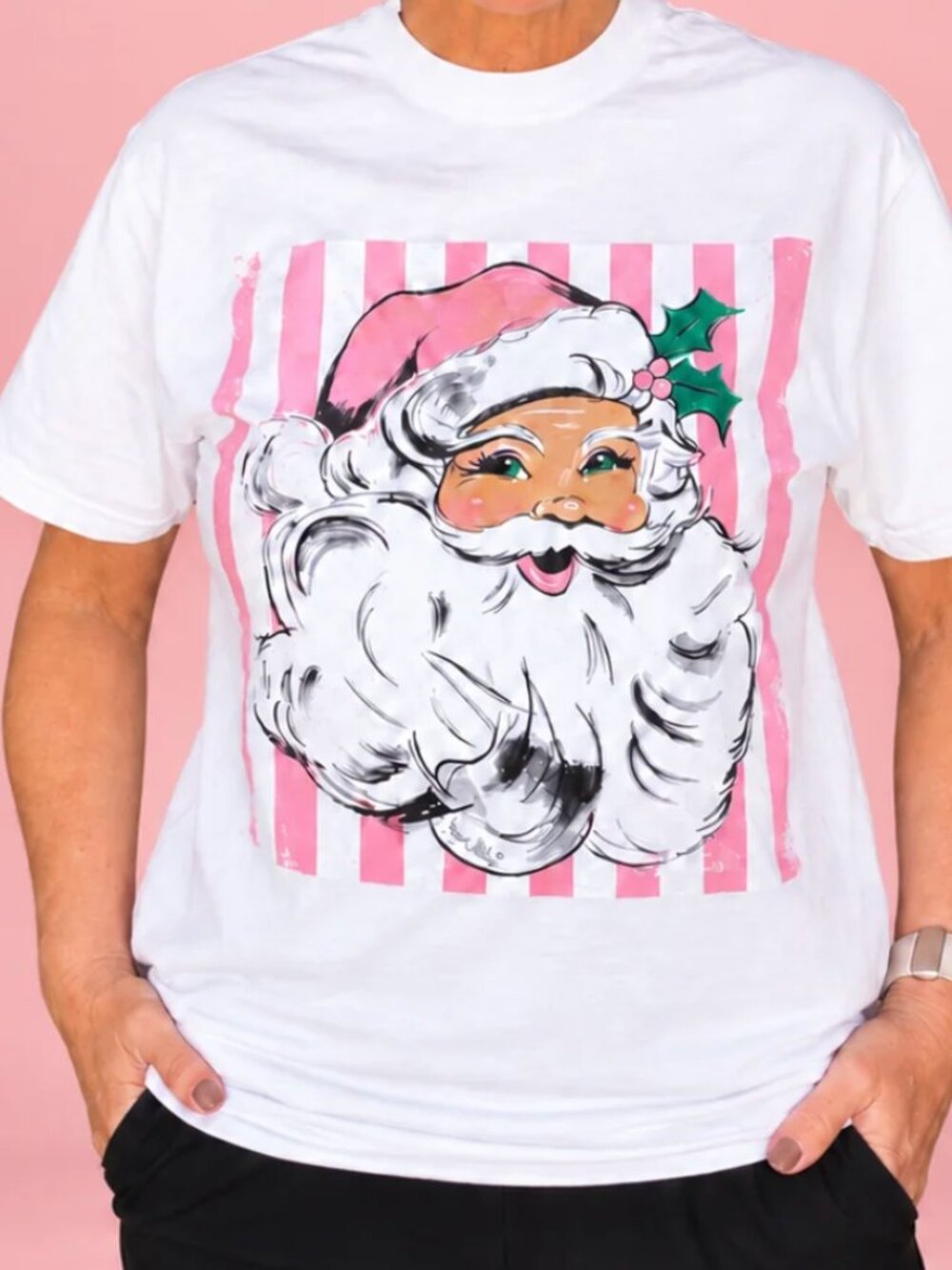 Pink Jolly Santa Tee